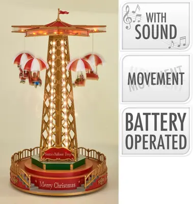 Kerst tafereel LED carrousel met geluid op batterijen Ø 24,5 x 45cm - afbeelding 2