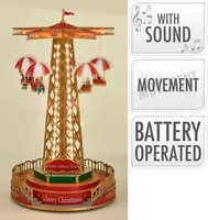 Kerst tafereel LED carrousel met geluid op batterijen Ø 24,5 x 45cm - afbeelding 2