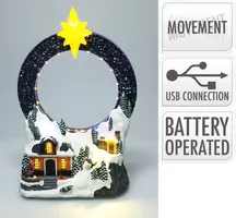 Kerst tafereel LED dorp met kerstster USB-oplaadbaar 18,9 x 11,3 x 28,7cm - afbeelding 2