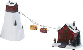 Kerst tafereel LED kabelwagen met geluid en beweging, kleurveranderend 53cm - afbeelding 2