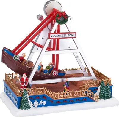 Kerst tafereel LED schommelboot 32cm - afbeelding 1