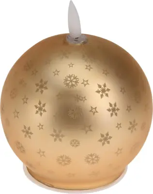 Kerstbal met LED kaars goud Ø 10cm - afbeelding 1