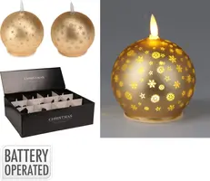 Kerstbal met LED kaars goud Ø 10cm - afbeelding 5