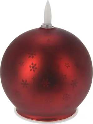 Kerstbal met LED kaars rood Ø 10cm - afbeelding 4