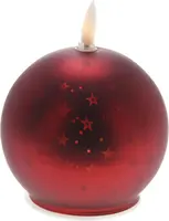 Kerstbal met LED kaars rood Ø 10cm - afbeelding 3