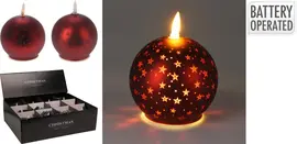 Kerstbal met LED kaars rood Ø 10cm - afbeelding 5