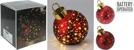 Kerstbal met LED-lampjes Ø 15cm, mat rood - afbeelding 5