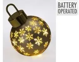 Kerstbal met LED-lampjes Ø 20cm, mat goud - afbeelding 1