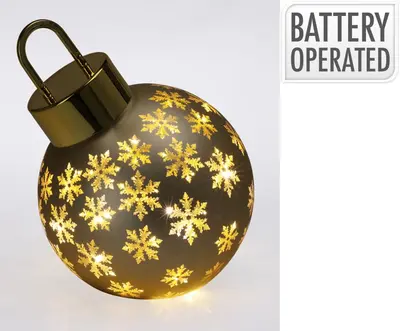 Kerstbal met LED-lampjes Ø 20cm, mat goud - afbeelding 3