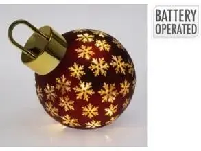Kerstbal met LED-lampjes Ø 20cm, mat rood - afbeelding 1