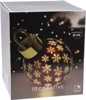 Kerstbal met LED-lampjes Ø 20cm, mat rood - afbeelding 3