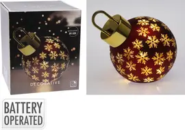 Kerstbal met LED-lampjes Ø 20cm, mat rood - afbeelding 4