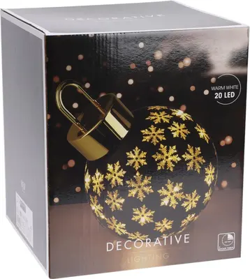 Kerstbal met LED-lampjes Ø 20cm, mat zwart - afbeelding 4