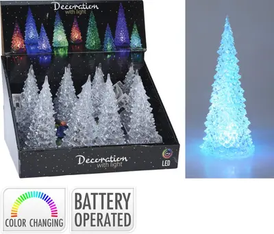 Kerstboom acryl met LED-verlichting Ø 8,5 x 21cm, multicolor - afbeelding 2