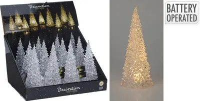 Kerstboom acryl met LED-verlichting Ø 8,5 x 21cm, warm wit - afbeelding 4