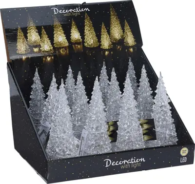 Kerstboom acryl met LED-verlichting Ø 8,5 x 21cm, warm wit - afbeelding 3