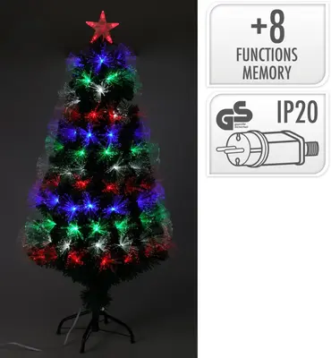 Kerstboom glasvezel met LED-verlichting 90cm, multicolor - afbeelding 2