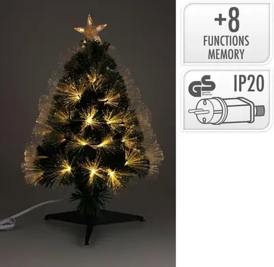 Kerstboom glasvezel met LED-verlichting 90cm, warm wit - afbeelding 2