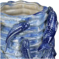 Kersten bloempot vissen keramiek 23x26cm blauw - afbeelding 2