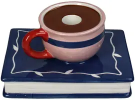 Kersten kandelaar aardewerk cup on book 15.5x11.5x7.5cm multi - afbeelding 3