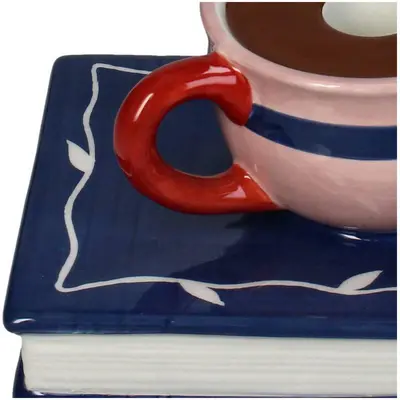 Kersten kandelaar aardewerk cup on book 15.5x11.5x7.5cm multi - afbeelding 4