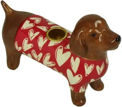 Kersten kandelaar aardewerk hond 20x7x13.5cm multi - afbeelding 2