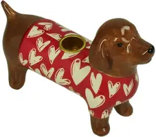 Kersten kandelaar aardewerk hond 20x7x13.5cm multi - afbeelding 2