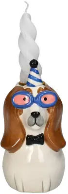 Kersten kandelaar aardewerk hond 7.5x14.5cm multi - afbeelding 3