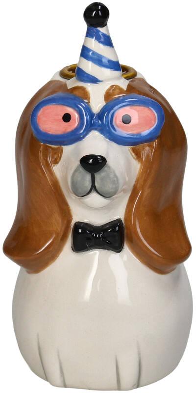 Kersten kandelaar aardewerk hond 7.5x14.5cm multi - afbeelding 1