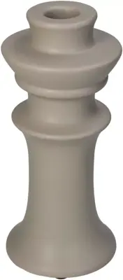 Kersten kandelaar aardewerk rond 8x18cm beige - afbeelding 1