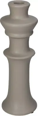 Kersten kandelaar aardewerk rond 8x24cm beige - afbeelding 1