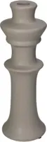 Kersten kandelaar aardewerk rond 8x24cm beige - afbeelding 1