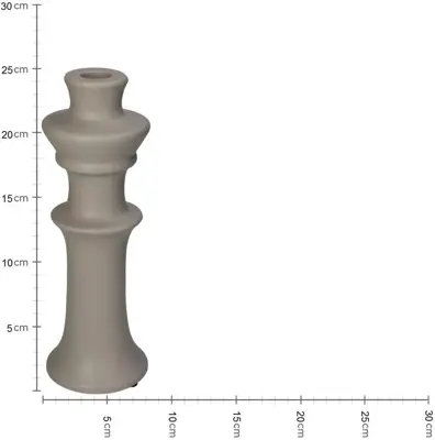 Kersten kandelaar aardewerk rond 8x24cm beige - afbeelding 5