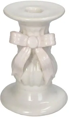 Kersten kandelaar aardewerk strik 8x11.5cm ivoor, roze - afbeelding 1