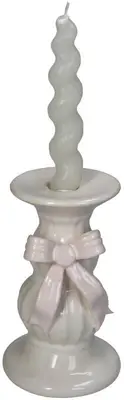Kersten kandelaar aardewerk strik 9x14.5cm ivoor, roze - afbeelding 2