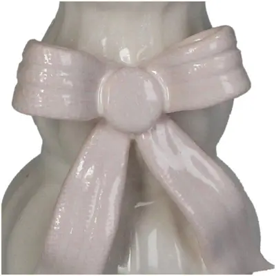 Kersten kandelaar aardewerk strik 9x14.5cm ivoor, roze - afbeelding 3
