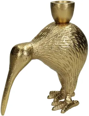 Kersten kandelaar aluminium vogel kiwi 13x7x14cm goud