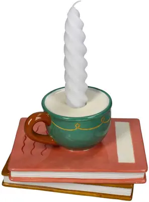 Kersten kandelaar dolomiet cup on book 16.5x13.5x9.5cm multi - afbeelding 2