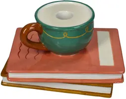 Kersten kandelaar dolomiet cup on book 16.5x13.5x9.5cm multi - afbeelding 1