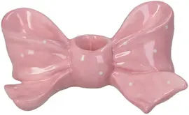 Kersten kandelaar glas strik 16.5x11x7cm roze - afbeelding 1