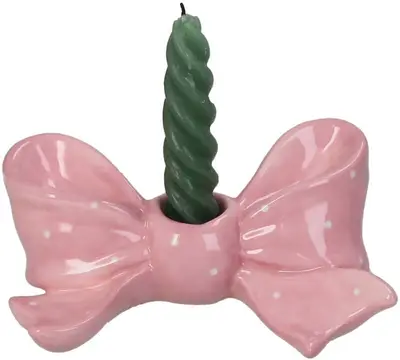 Kersten kandelaar glas strik 16.5x11x7cm roze - afbeelding 2