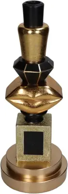 Kersten kandelaar polyresin cosmetica 12x31cm goud - afbeelding 4