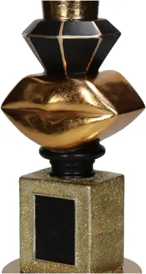 Kersten kandelaar polyresin cosmetica 12x31cm goud - afbeelding 3