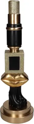 Kersten kandelaar polyresin cosmetica 12x39cm goud - afbeelding 1