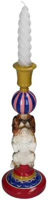Kersten kandelaar polyresin hond 10x29cm multi - afbeelding 2