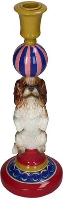 Kersten kandelaar polyresin hond 10x29cm multi - afbeelding 1