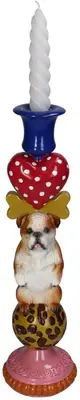 Kersten kandelaar polyresin hond 10x36cm multi - afbeelding 2