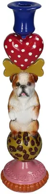 Kersten kandelaar polyresin hond 10x36cm multi - afbeelding 1