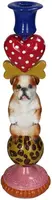 Kersten kandelaar polyresin hond 10x36cm multi - afbeelding 1