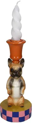 Kersten kandelaar polyresin hond 8x19cm multi - afbeelding 2